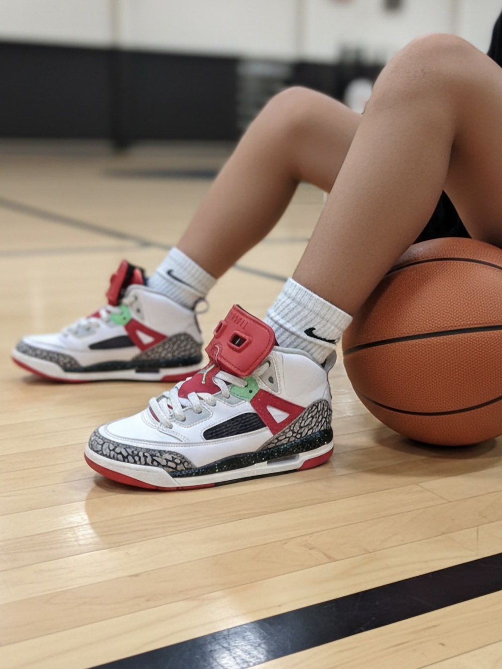 Jordan Kids White Red Black Basketball Sneakers